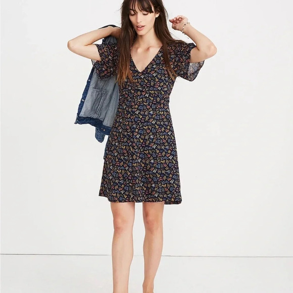Madewell Cross-Front Mini Dress in Garden Party - Picture 1 of 15